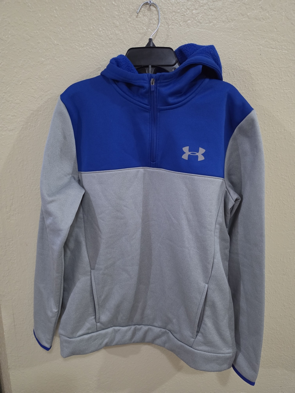 Under Armour Royal Blue and Light Gray Quarter-Zip Hoodie